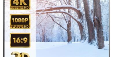 VonHaus Pull Down Projector Screen, 100″ Wall Mounted 4K HD Projection Screen with 16:9 Aspect Ratio, Home Cinema Wall or Ceiling Mountable with Soft Close Mechanism & Stainless Steel Casing VonHaus Pull Down Projector Screen, 100″ Wall Mounted 4K HD Projection Screen with 16:9 Aspect Ratio, Home Cinema Wall or Ceiling Mountable with Soft Close Mechanism & Stainless Steel Casing