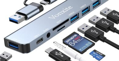 Vonxite USB C Adapter 8 in 1, USB-C Hub with 4USB A, USB-C Data Ports, SD/TF Card Reader, 3.5mm Headphone Jack, USB-C Hub Multiport Adapter for Smartphones, Laptops, iPad Pro, Switch, and More