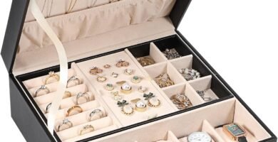 Voova Jewellery Box Organiser for Men Women Girls, Large Watch Storage Case, 2 Layer PU Leather Jewelry Display Holder with Removable Tray for Watches Sunglasses Rings Earrings Necklace, Gifts, Black Voova Jewellery Box Organiser for Men Women Girls, Large Watch Storage Case, 2 Layer PU Leather Jewelry Display Holder with Removable Tray for Watches Sunglasses Rings Earrings Necklace, Gifts, Black