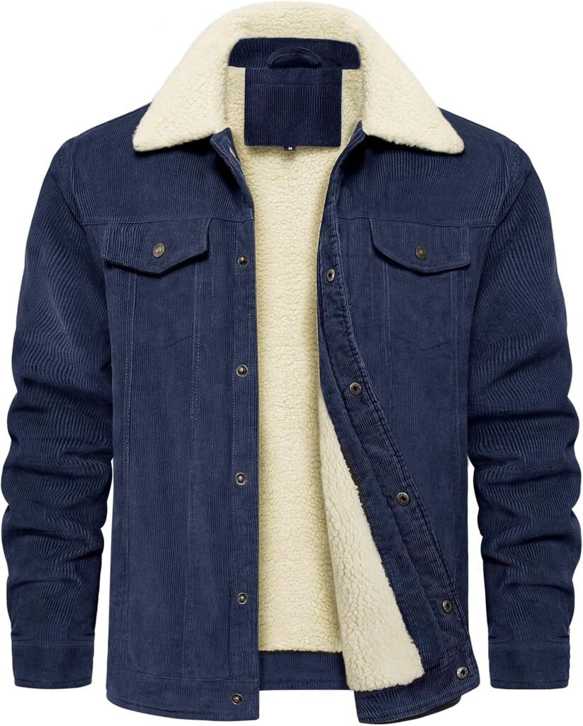 Voqeen Mens Jackets Sherpa Fleece Lined Winter Coat Thick Warm Corduroy Cargo Trucker Jacket Thermal Lapel Collar Military Windbreaker with Pockets Flannel Work Jackets Voqeen Mens Jackets Sherpa Fleece Lined Winter Coat Thick Warm Corduroy Cargo Trucker Jacket Thermal Lapel Collar Military Windbreaker with Pockets Flannel Work Jackets
