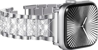 WINGLE Compatible for Apple Watch Straps, Women Bling Diamond Rhinestone Strap for Apple watch se Strap iwatch Strap Series 10 46mm, series 9/8/7 45mm, series 6/5/4 44mm, series 3/2/1 42mm, Silver WINGLE Compatible for Apple Watch Straps, Women Bling Diamond Rhinestone Strap for Apple watch se Strap iwatch Strap Series 10 46mm, series 9/8/7 45mm, series 6/5/4 44mm, series 3/2/1 42mm, Silver