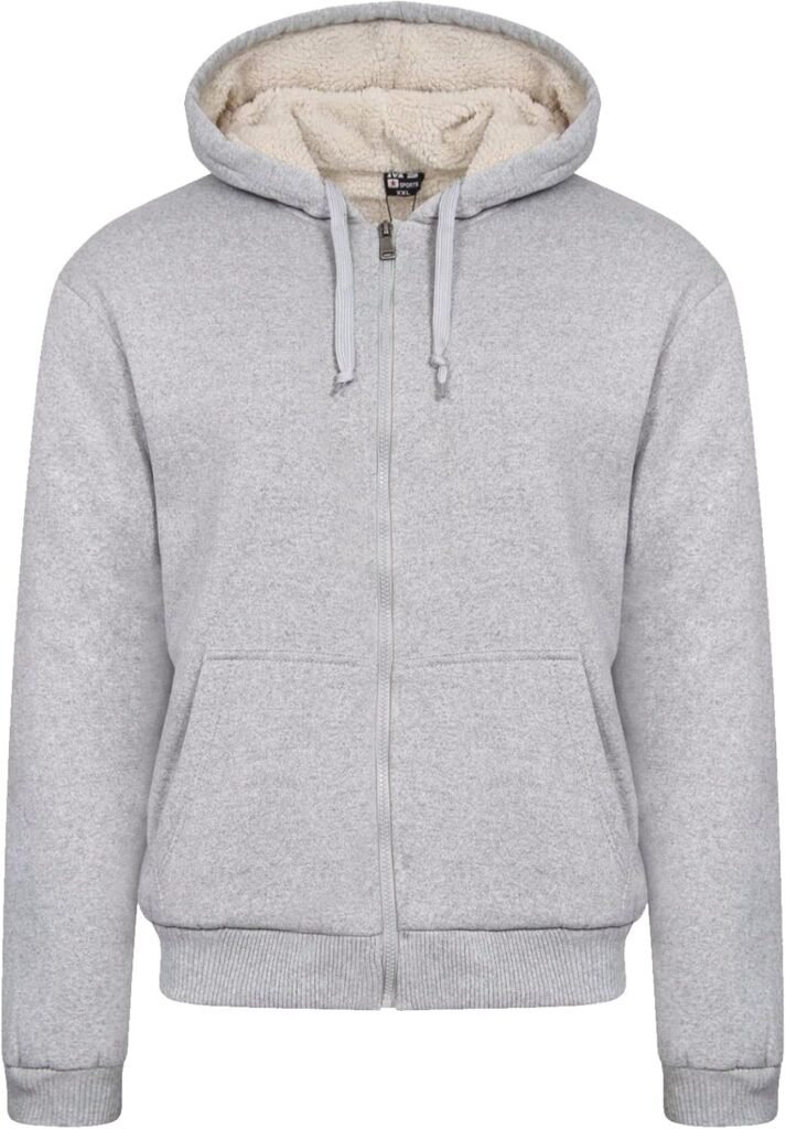 WJL WHISPERING JONES LONDON Mens Sherpa Fleece Faux Fur Lined Hoodie Jacket Quilted Winter Warm Padded New