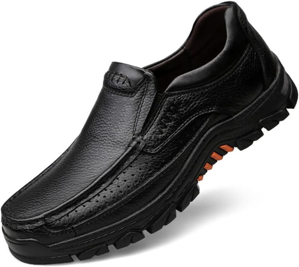 WNUKATO Men’s Shoes Slip-on Loafers Black Business Casual Leather Shoes