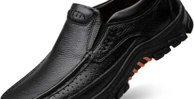 WNUKATO Men’s Shoes Slip-on Loafers Black Business Casual Leather Shoes