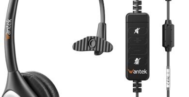 Wantek 601N Headset Mono with Microphone Stereo Sound Headphone with Noise Canceling Mic for Call Center Online Chats Office Work Business Team Meetings Wantek 601N Headset Mono with Microphone Stereo Sound Headphone with Noise Canceling Mic for Call Center Online Chats Office Work Business Team Meetings