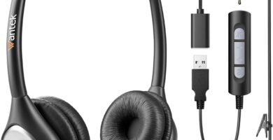 Wantek Headsets 602F with Microphone Noise Canceling and Cable USB 3.5mm Plug Type-C Adapter For Call Center Computers PC Laptop Tablets Office Calls Work Business Team Meetings Online Conference Wantek Headsets 602F with Microphone Noise Canceling and Cable USB 3.5mm Plug Type-C Adapter For Call Center Computers PC Laptop Tablets Office Calls Work Business Team Meetings Online Conference