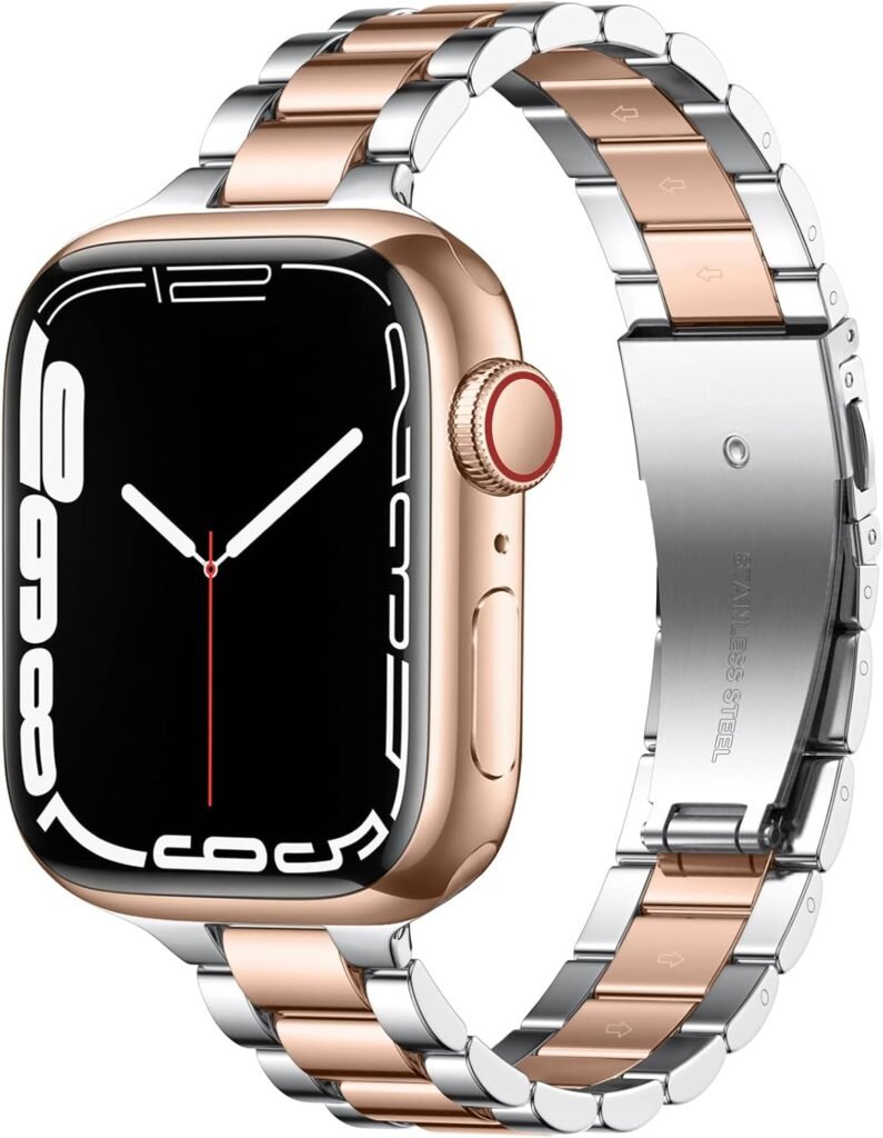 Wepro Straps Compatible with Apple Watch Strap 40mm 38mm 41mm 42mm for Women/Men, Stainless Steel Slim Replacement Metal Apple Watch Series 10 9 8 7 6 5 4/SE/SE 2/Ultra/Ultra 2 Strap, Silver/Rosegold Wepro Straps Compatible with Apple Watch Strap 40mm 38mm 41mm 42mm for Women/Men, Stainless Steel Slim Replacement Metal Apple Watch Series 10 9 8 7 6 5 4/SE/SE 2/Ultra/Ultra 2 Strap, Silver/Rosegold