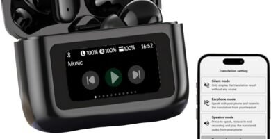 Wireless Bluetooth AI Translation Earbuds Real Time Support 150 Languages AI Headphones ANC Noise Cancelling Translator Earbuds with Touch Screen Case for iPhone Android Work Business Travel Learning Wireless Bluetooth AI Translation Earbuds Real Time Support 150 Languages AI Headphones ANC Noise Cancelling Translator Earbuds with Touch Screen Case for iPhone Android Work Business Travel Learning