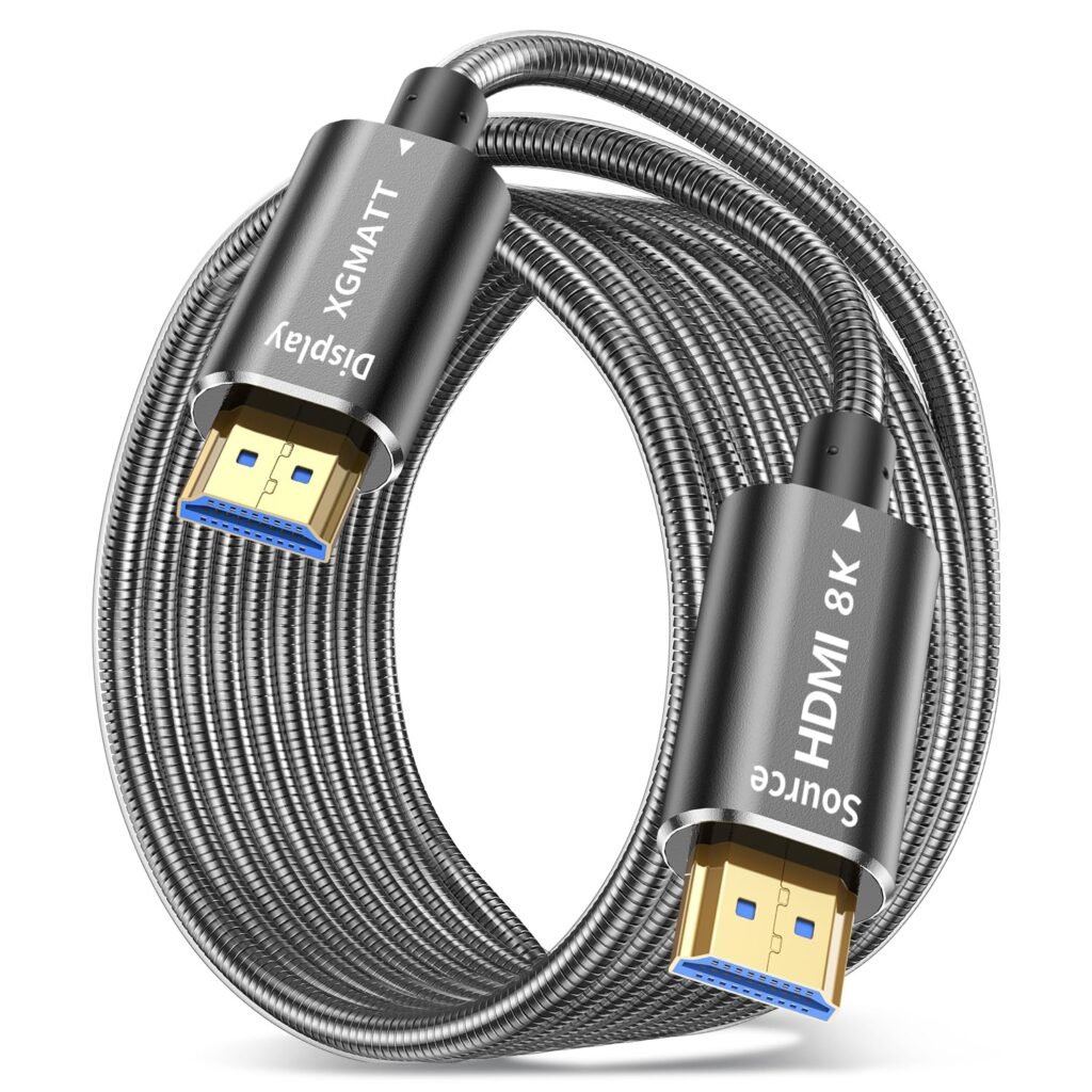 XGMATT 8K HDMI Cable 10M,48Gbps Ultra High Speed Steel Armour Optical HDMI 2.1 Cable 8K@60Hz 4K@120Hz Dynamic HDR eARC Dolby HDCP 2.2 & 2.3 for HDTV/Projector/Home Cinema/TV XGMATT 8K HDMI Cable 10M,48Gbps Ultra High Speed Steel Armour Optical HDMI 2.1 Cable 8K@60Hz 4K@120Hz Dynamic HDR eARC Dolby HDCP 2.2 & 2.3 for HDTV/Projector/Home Cinema/TV