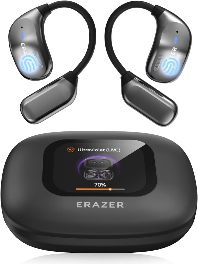 XINSRE XF23 Language Translator Earbuds, 135 Languages AI Translation Earbuds Real Time with APP, Bluetooth 5.4 Open Ear Headphones with Smart Screen Translator Earpiece for Travel Business Learning