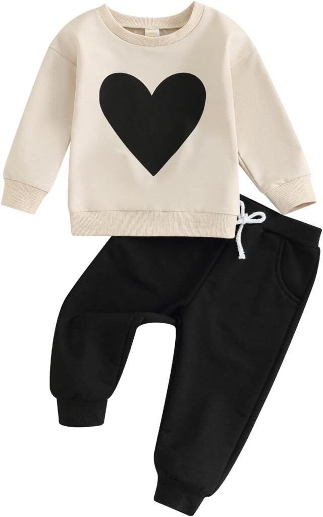 XIXIMAON Baby Boys Girls 2pcs Tracksuit Set Heart Letter Print Long Sleeve Sweatshirt Drawstring Pants Set Toddler Valentines Outfits XIXIMAON Baby Boys Girls 2pcs Tracksuit Set Heart Letter Print Long Sleeve Sweatshirt Drawstring Pants Set Toddler Valentines Outfits
