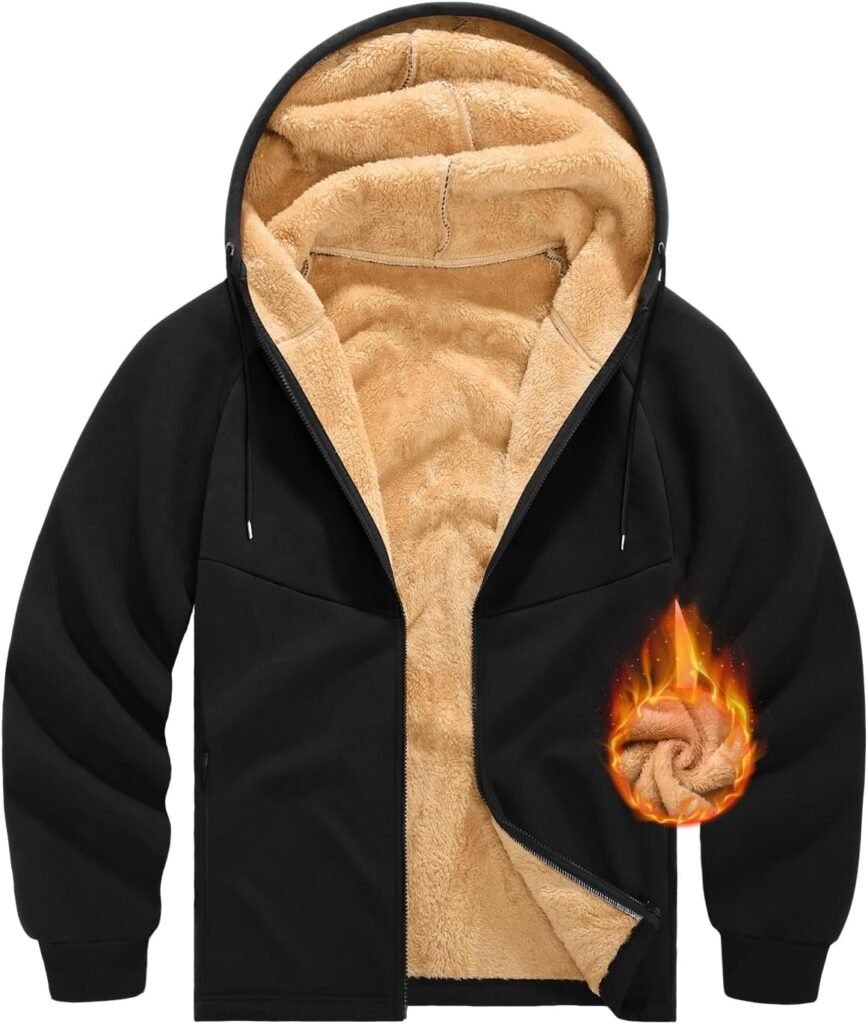 Xnova Mens Fleece Lined Hoodies Winter Warm Zip Up Hoody Thermal Long Sleeve Jackets with Hooded Sherpa Hoodie with Zipped Pockets Patchwork Sweatshirts Xnova Mens Fleece Lined Hoodies Winter Warm Zip Up Hoody Thermal Long Sleeve Jackets with Hooded Sherpa Hoodie with Zipped Pockets Patchwork Sweatshirts