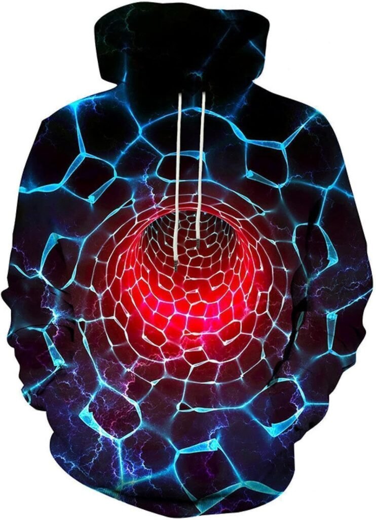 YANXIABH Abstract Art Lightning Tunnel Hoodie Men’s Loose Large Size 3D Printed Men’s Hoodie All-match Streetwear