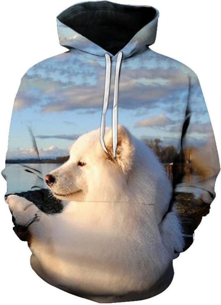 YANXIABH Cute Animal White Bear Hoodie Men’s Loose Large Size 3D Printed Men’s Hoodie Versatile Streetwear