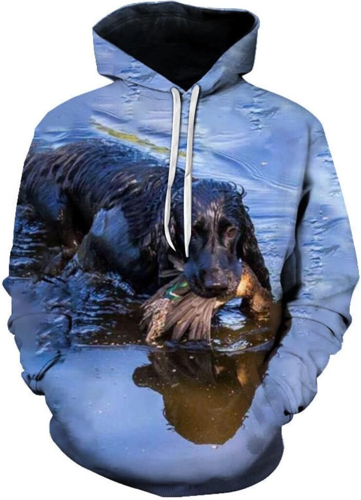 YANXIABH Lake Animals Black Dog 3d Hoodie Fashion Streetwear Hip Hop Long Sleeve Sweatshirt Jacket Oversized
