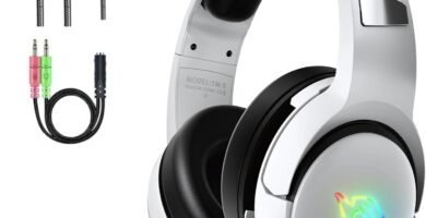 YINSAN Gaming Headset for PS4 PS5 Xbox Series X|S Xbox One Nintendo Switch PC, Over Ear Wired Gaming Headphones with Stereo Surround Sound RGB Light Noise Cancelling Mic Flip-to-Mute Button, White YINSAN Gaming Headset for PS4 PS5 Xbox Series X|S Xbox One Nintendo Switch PC, Over Ear Wired Gaming Headphones with Stereo Surround Sound RGB Light Noise Cancelling Mic Flip-to-Mute Button, White