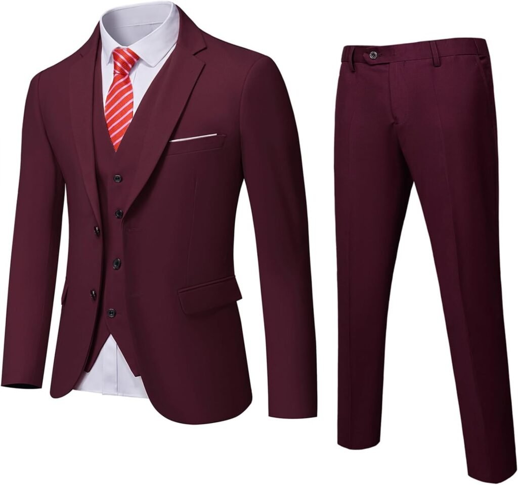 YND Men’s Slim Fit 3 Piece Suit Set with Tie, Solid Blazer Jacket Vest Pants, Beige, UK Size YND Men’s Slim Fit 3 Piece Suit Set with Tie, Solid Blazer Jacket Vest Pants, Beige, UK Size