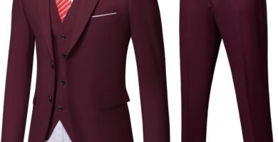 YND Men’s Slim Fit 3 Piece Suit Set with Tie, Solid Blazer Jacket Vest Pants, Beige, UK Size YND Men’s Slim Fit 3 Piece Suit Set with Tie, Solid Blazer Jacket Vest Pants, Beige, UK Size