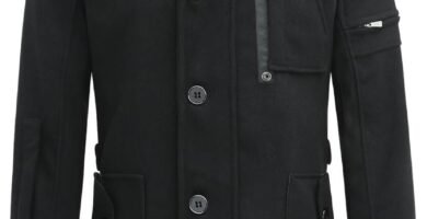 YOUTHUP Mens Hooded Wool Coats Regular Fit Winter Tweed Trench Coat Casual Outerwear Military Peacoats