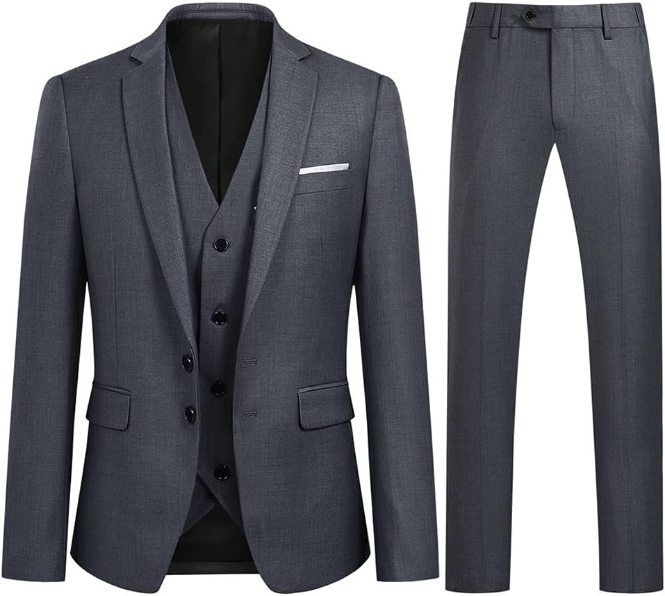 YOUTHUP Mens Slim Fit 3 Piece Suit 2 Button Business Wedding Suits Tuxedo Blazer Waistcoat Trousers YOUTHUP Mens Slim Fit 3 Piece Suit 2 Button Business Wedding Suits Tuxedo Blazer Waistcoat Trousers