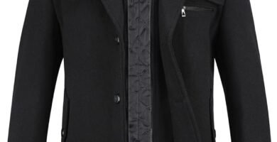 YOUTHUP Mens Winter Wool Coat Hip-Length Thick Trench Coats Padded Warm Peacoat Casual Outwear