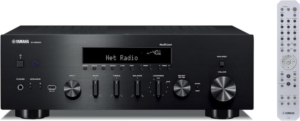 Yamaha R-N600A Hi-Fi Network Receiver with MusicCast and Wireless Streaming, Black, Hi-Res Audio, SABRE DAC, Pure Audio Fidelity Yamaha R-N600A Hi-Fi Network Receiver with MusicCast and Wireless Streaming, Black, Hi-Res Audio, SABRE DAC, Pure Audio Fidelity