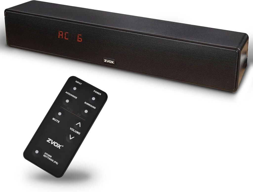 ZVOX AccuVoice AV157 Dialogue Clarifying Soundbar – Patented Hearing Technology with Voice Boost, Ultimate Low-Profile TV Speakers Soundbar, Perfect for Home Theater and Smart TV – Black