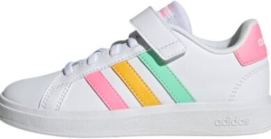 adidas Boy’s Grand Court Elastic Lace and Top Strap Shoes Tennis