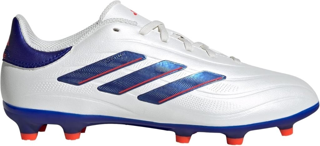 adidas Unisex Kids’ Football Boot Copa Pure 2 League Natural Dry Grass (Teens), Cloud White/Lucid Blue/Solar Red, 34