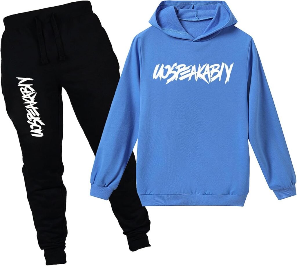 amropi Boy’s Hoodie Tracksuit Sweatshirt and Jogging Pants Clothing Set 2-15 Years