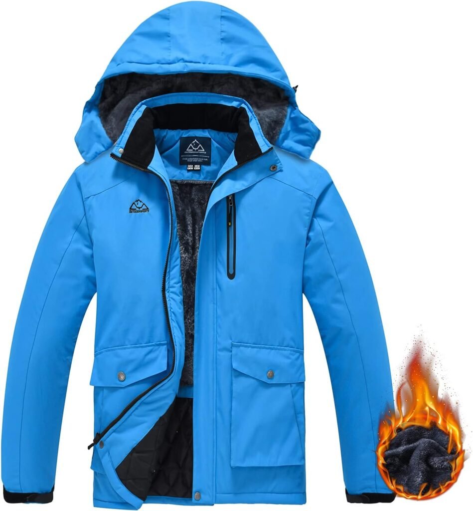 donhobo Men’s Waterproof Ski Jackets,Winter Fleece Windproof Jacket Outdoor Hiking Windbreaker Coats with Hood donhobo Men’s Waterproof Ski Jackets,Winter Fleece Windproof Jacket Outdoor Hiking Windbreaker Coats with Hood