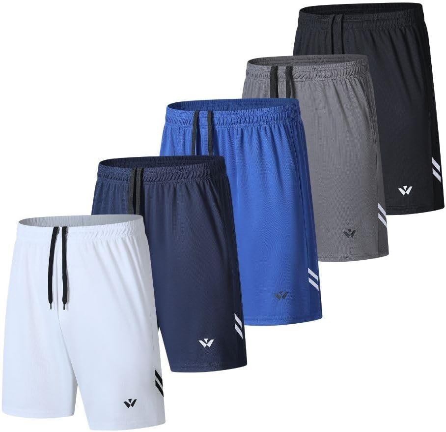 fovdtaa 5 Pack Mens Sports Shorts Men’s Athletic Shorts with Pockets and Elastic Waistband, Quick Dry Workout Shorts for Men Running Trousers