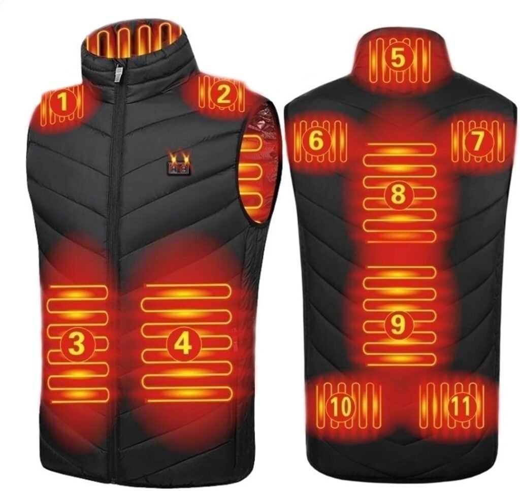 joyvio Electric Heated Vest, Unisex Washable USB Rechargeable Heated Waistcoat Winter Body Warmer Jacket Heated Gilet Coat for Outdoor Activities Men/Women Black (Power Bank Not joyvio Electric Heated Vest, Unisex Washable USB Rechargeable Heated Waistcoat Winter Body Warmer Jacket Heated Gilet Coat for Outdoor Activities Men/Women Black (Power Bank Not