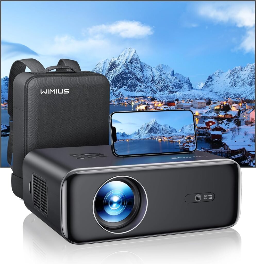 【Auto Focus & Keystone】Projector, 30000 Lumen WiFi 6 Bluetooth Full HD 1080P Portable Projector Supported 4K, 4D/4P Keystone 50% Zoom 300″ Display Home Cinema Projector for Smartphone/TV Stick/PPT/PS5