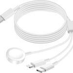𝐔𝐩𝐠𝐫𝐚𝐝𝐞𝐝 Charger for Apple Watch 3 in 1 Charging Cord for iWatch & iPhone & Android Devices Magnetic Wireless Charging Dock Compatible with iWatch Series 10/9/8/7/6/5/SE/Ultra (1.2m, White)