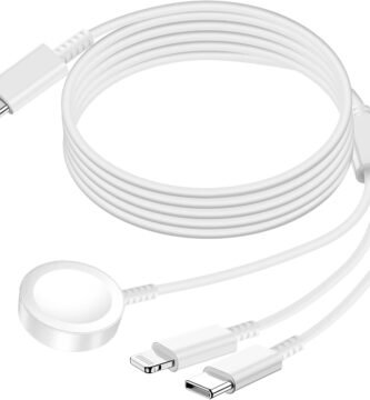 𝐔𝐩𝐠𝐫𝐚𝐝𝐞𝐝 Charger for Apple Watch 3 in 1 Charging Cord for iWatch & iPhone & Android Devices Magnetic Wireless Charging Dock Compatible with iWatch Series 10/9/8/7/6/5/SE/Ultra (1.2m, White)