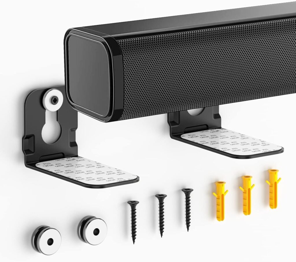 Dinghosen Universal Soundbar Mount Shelf Sound Bar Mounts for Samsung, Sony, LG, Vizio, Bose, Onn and More Soundbar Wall Mount – Sound Bar Mount Under TV