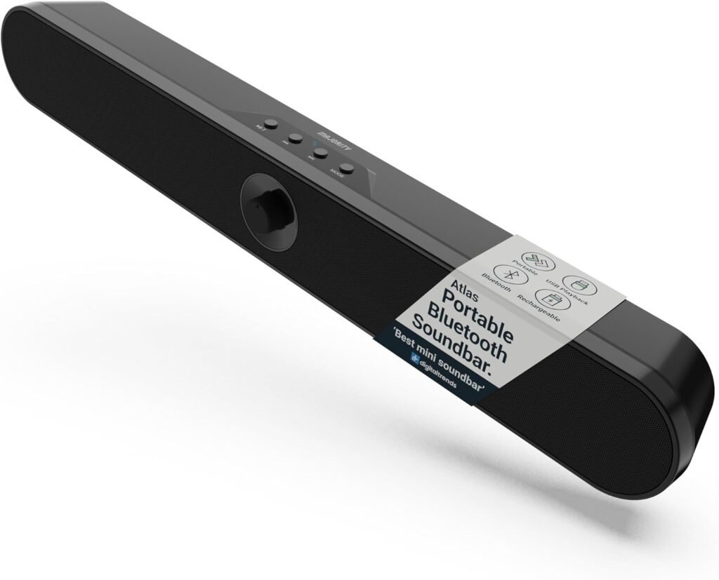 MAJORITY Atlas | Portable Bluetooth Soundbar for PC | 20 Watt Computer Soundbar for Laptop, TV & Projector | 8 Hour Rechargeable Battery Playback | USB, SD Card, AUX & Headphone Jack MAJORITY Atlas | Portable Bluetooth Soundbar for PC | 20 Watt Computer Soundbar for Laptop, TV & Projector | 8 Hour Rechargeable Battery Playback | USB, SD Card, AUX & Headphone Jack