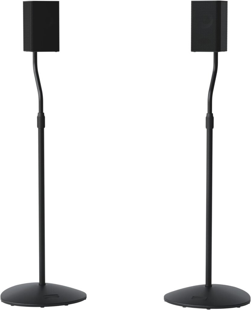 Sanus Adjustable Height Speaker Stand – Extends 28″ to 38″ – Holds Satellite & Small Bookshelf Speakers (i.e. Bose, Harmon Kardon, Polk, JBL, KEF, Klipsch, Sony and Others) – Set of 2 – Model: HTBS Sanus Adjustable Height Speaker Stand – Extends 28″ to 38″ – Holds Satellite & Small Bookshelf Speakers (i.e. Bose, Harmon Kardon, Polk, JBL, KEF, Klipsch, Sony and Others) – Set of 2 – Model: HTBS