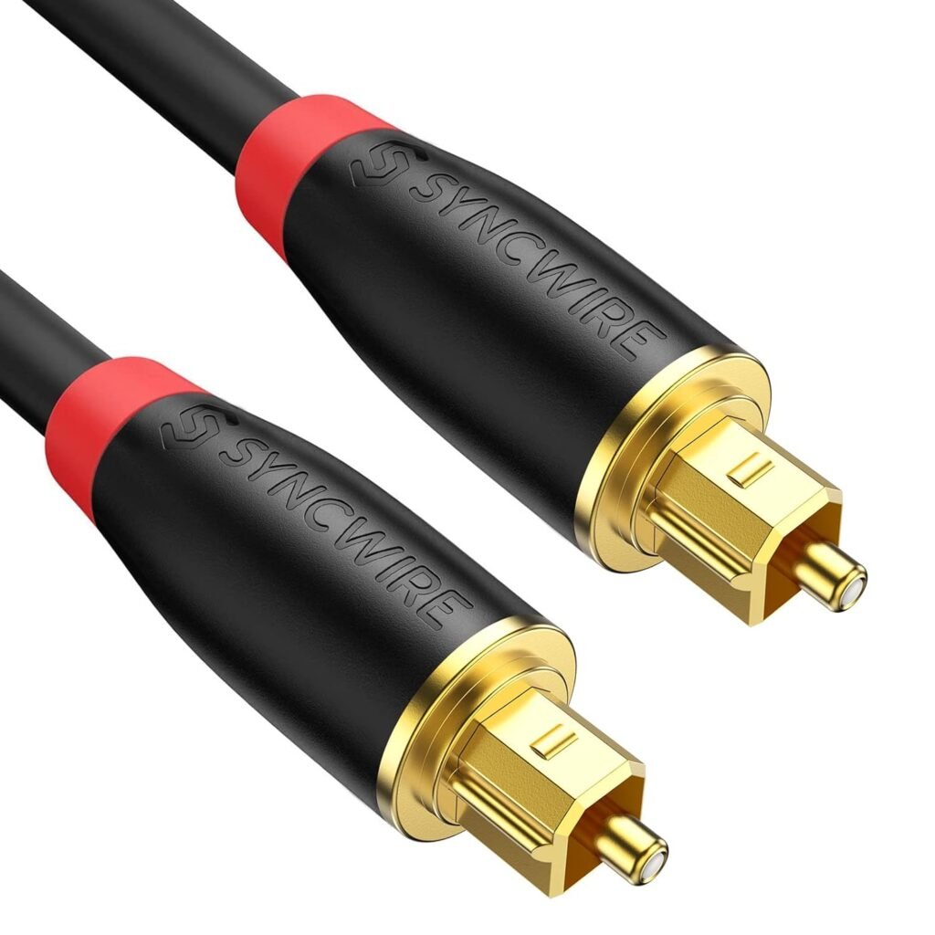 Syncwire Optical Cable 24K Gold-Plated Digital Audio Cable Toslink Lead for [S/PDIF] LG/Samsung/Sony/Philips Sound Bar, Smart TV, Home Theater, PS4, Xbox & PlayStation – 5.9ft/Black
