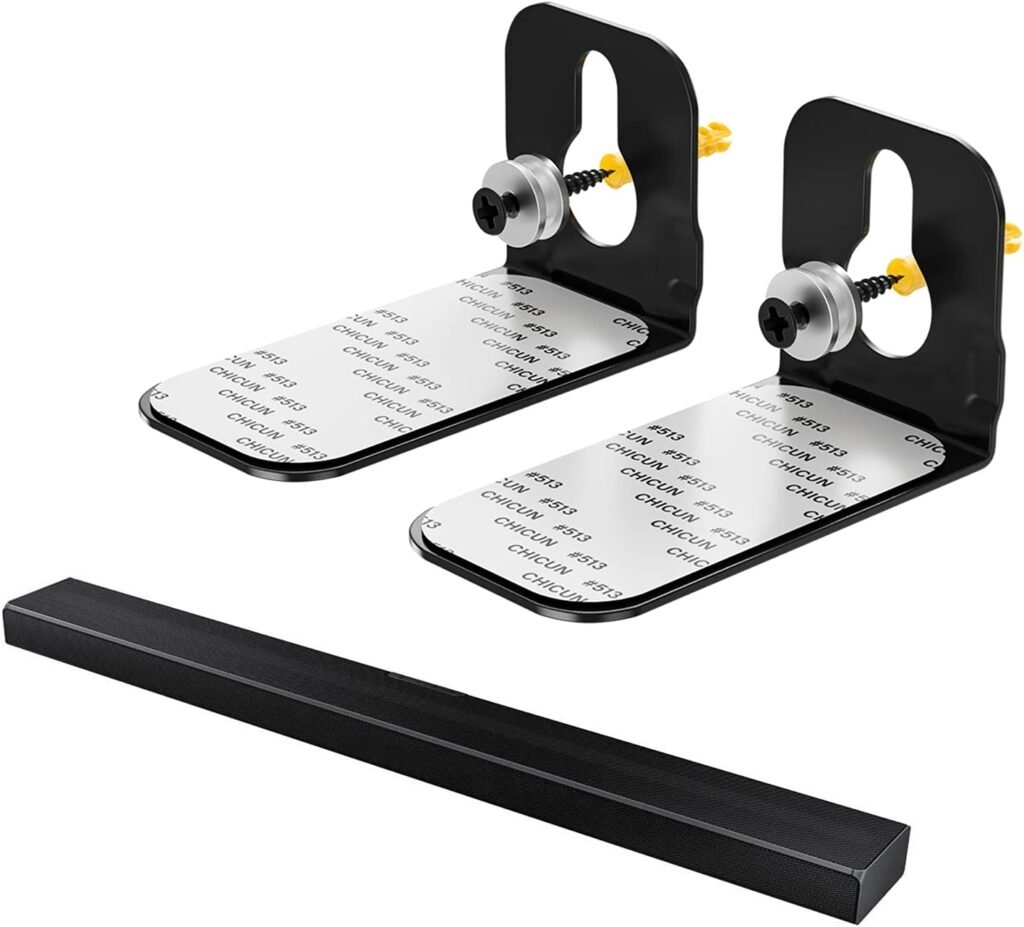 Universal Soundbar Wall Mount Soundbar Bracket Kit for Samsung, Sony, LG, Panasonic, JBL, Sharp, JVC, Yamaha, Canton, Philips and Most of Soundbars Mounting Bracket Sound Bar Mount Below or Above TV