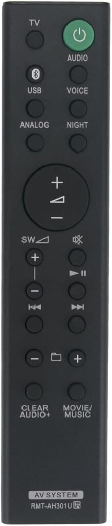 VINABTY RMT-AH301U Replacement Remote Control Compatible with Sony Soundbar SA-MT301 HTMT300B HTMT300W RMTAH301U HT-MT300/B HT-MT300/W SA-WMT300 SAWMT300 HT-MT300W HTMT300 HTMT301 HT-MT300 HT-MT301
