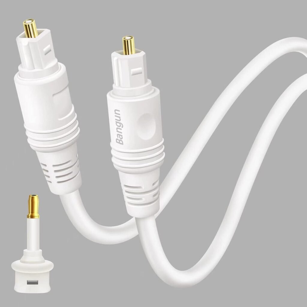 White Optical Cable for Soundbar to TV, 3m (10ft) Slim Digital Optical Audio Cable, Fiber Optic Toslink Cable Compatible with LG, Samsung, Sony, Panasonic White Optical Cable for Soundbar to TV, 3m (10ft) Slim Digital Optical Audio Cable, Fiber Optic Toslink Cable Compatible with LG, Samsung, Sony, Panasonic
